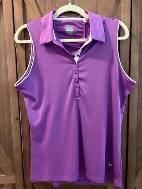 CALLOWAY Women's Sleeveless Polo Tank - Purple SIZE LARGE
